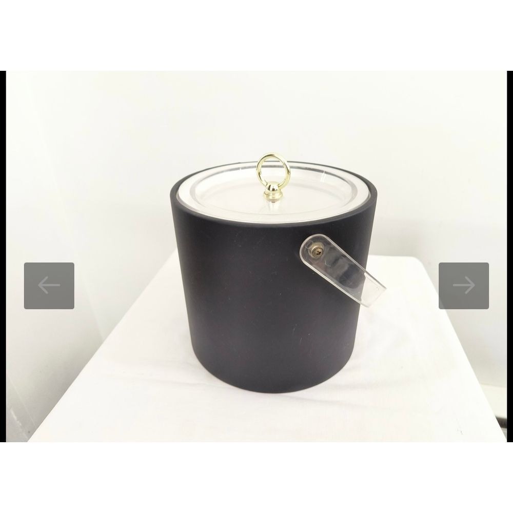 Elegant Black & White Ice Bucket with Clear Lid - Modern Bar Accessory